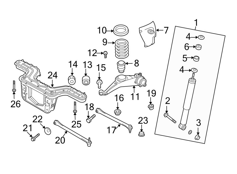 Diagram REAR SUSPENSION. SUSPENSION COMPONENTS. for your 2016 Lincoln MKZ   