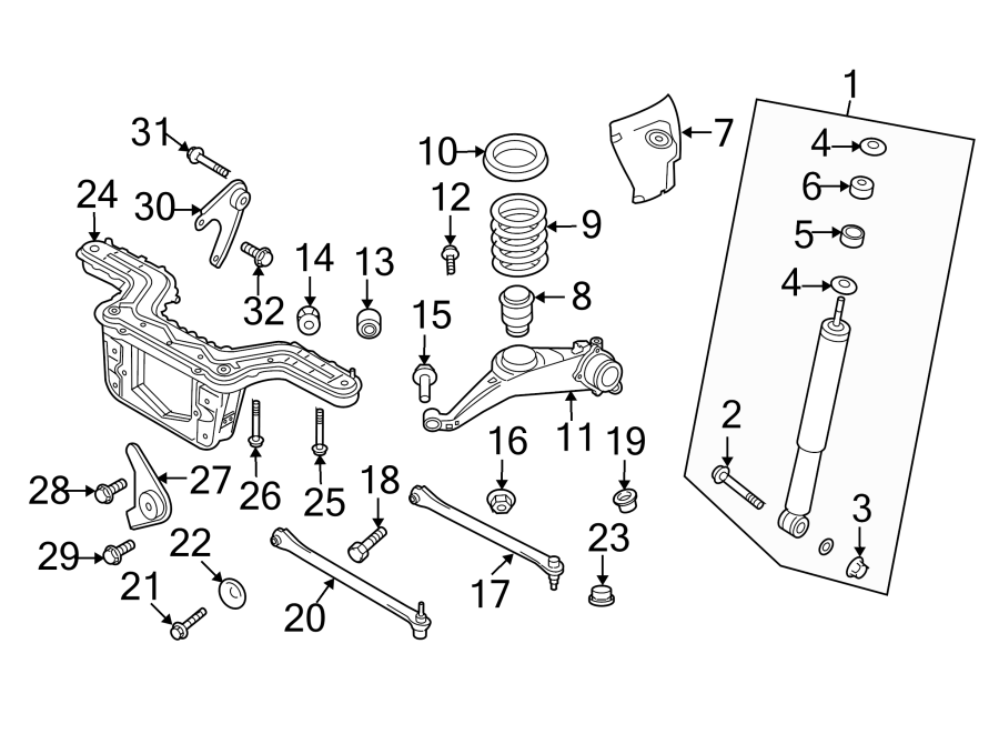 Diagram REAR SUSPENSION. SUSPENSION COMPONENTS. for your Mercury