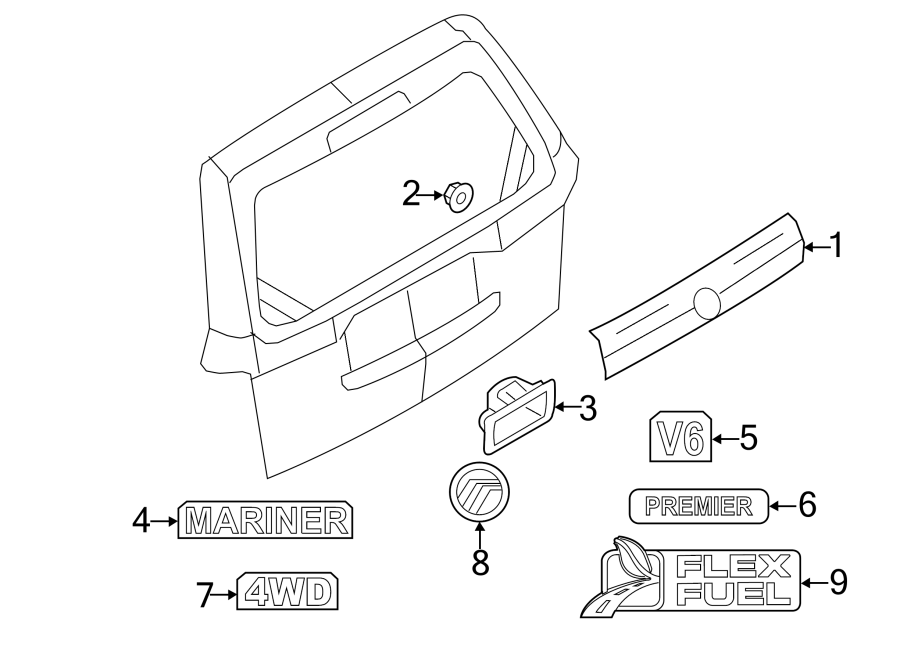 Diagram LIFT GATE. EXTERIOR TRIM. for your 2017 Lincoln MKZ Select Sedan  