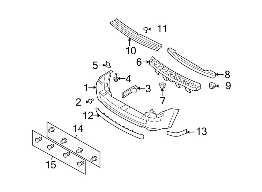 Diagram REAR BUMPER. BUMPER & COMPONENTS. for your 2012 Lincoln MKZ   