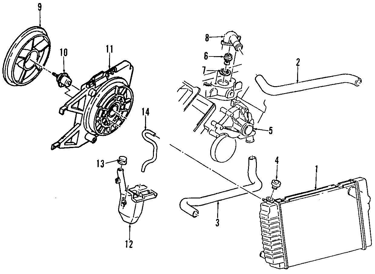 Diagram COOLING SYSTEM. COOLING FAN. RADIATOR. WATER PUMP. for your 2005 GMC SAFARI    