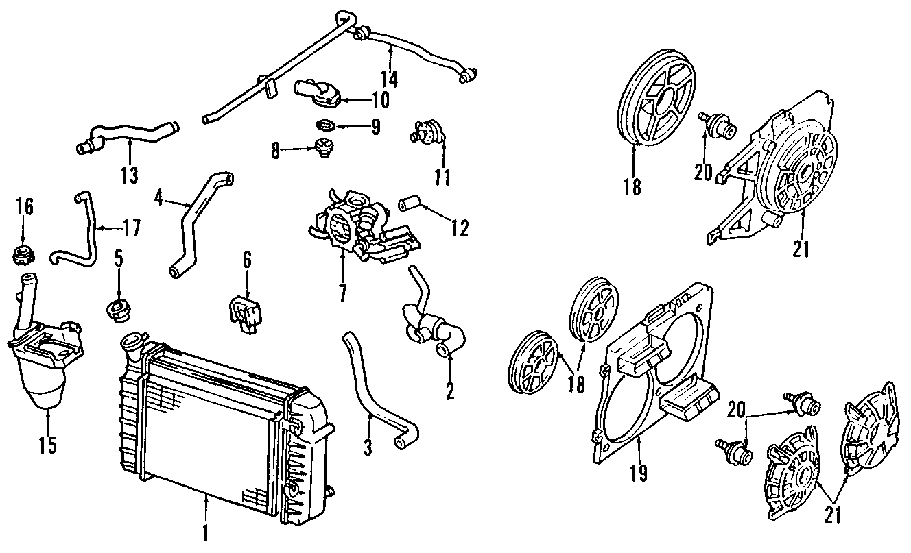 Diagram COOLING SYSTEM. COOLING FAN. RADIATOR. WATER PUMP. for your 2013 Chevrolet Impala   