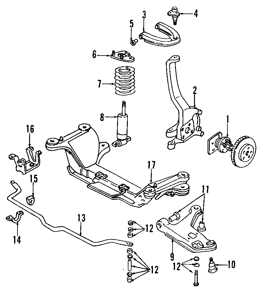 FRONT SUSPENSION. LOWER CONTROL ARM. STABILIZER BAR. SUSPENSION COMPONENTS. UPPER CONTROL ARM.