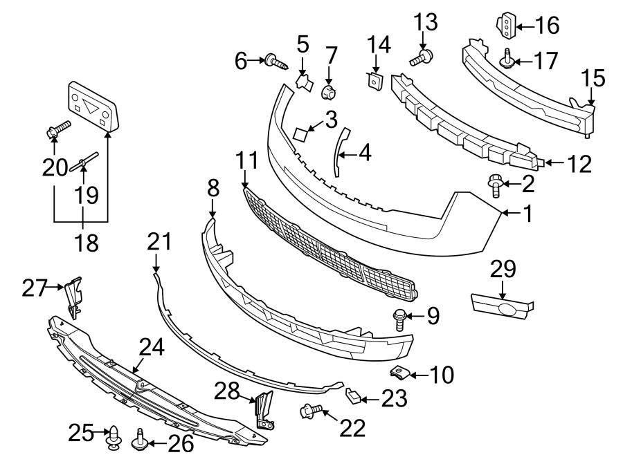 Diagram FRONT BUMPER. BUMPER & COMPONENTS. for your 2010 Ford F-150 4.6L V8 A/T 4WD XL Extended Cab Pickup Fleetside 