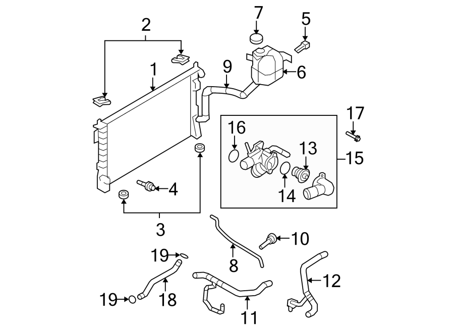 Diagram RADIATOR & COMPONENTS. for your 2019 Lincoln MKZ   