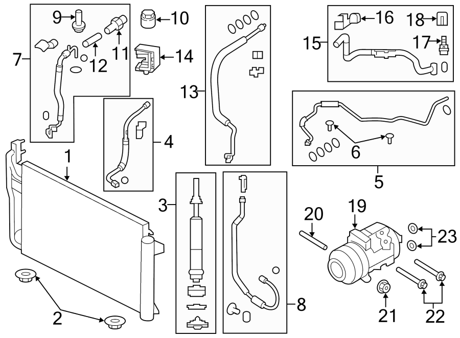 Diagram AIR CONDITIONER & HEATER. COMPRESSOR & LINES. CONDENSER. for your 2012 Ford F-250 Super Duty   