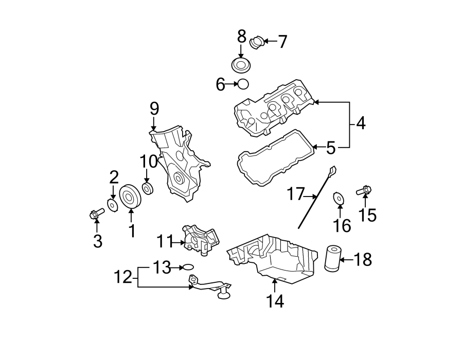 Diagram ENGINE PARTS. for your 1995 Ford Aspire   