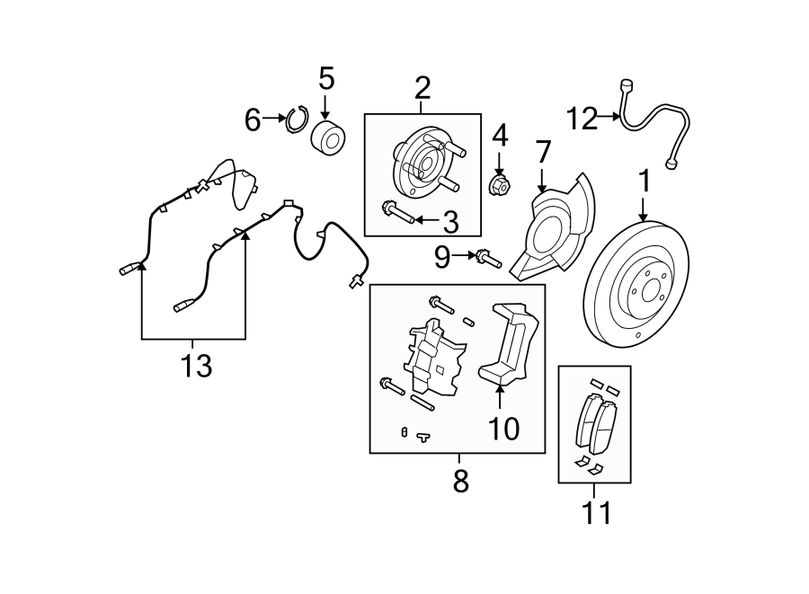 Diagram FRONT SUSPENSION. BRAKE COMPONENTS. for your 2014 Ford F-150 3.5L EcoBoost V6 A/T 4WD Lariat Crew Cab Pickup Fleetside 