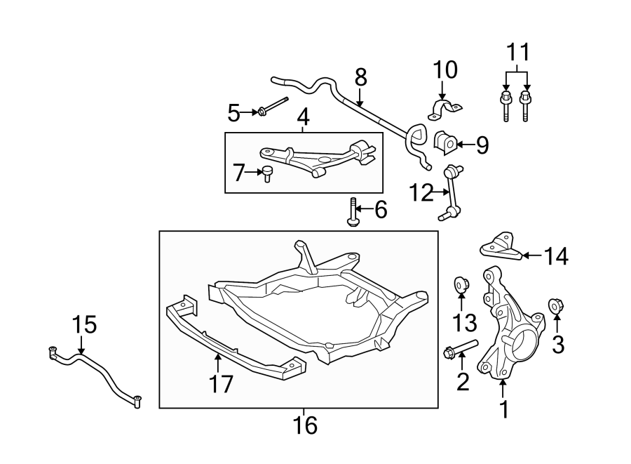 Diagram FRONT SUSPENSION. SUSPENSION COMPONENTS. for your 2000 Ford F-550 Super Duty   