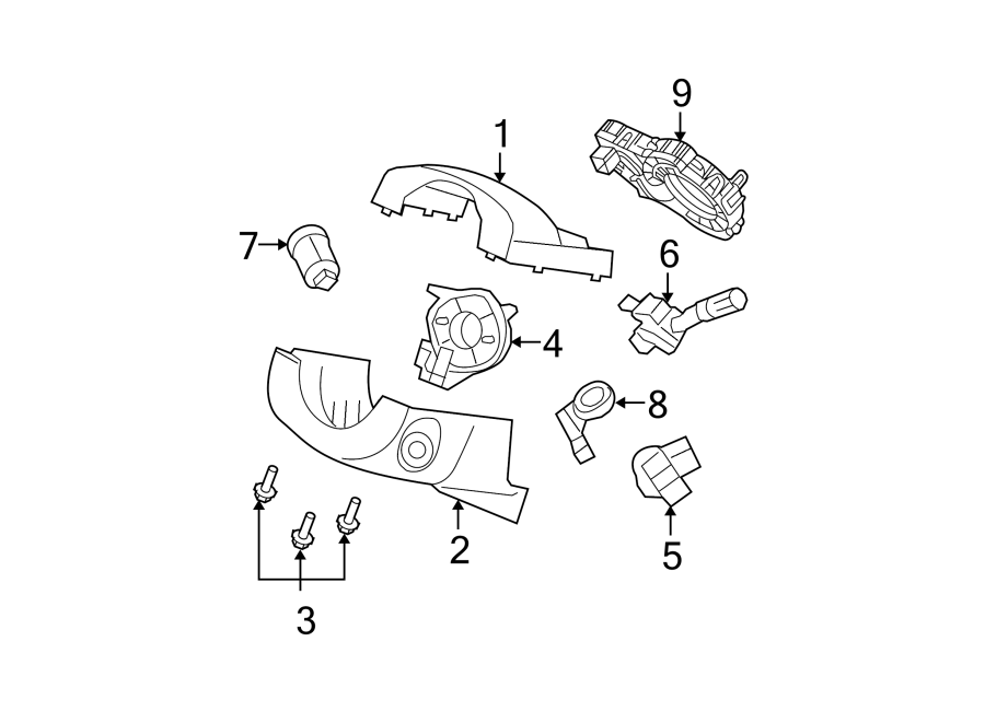 Diagram STEERING COLUMN. SHROUD. SWITCHES & LEVERS. for your 2003 Ford F-150 4.6L Triton (Romeo) V8 A/T RWD King Ranch Extended Cab Pickup Fleetside 