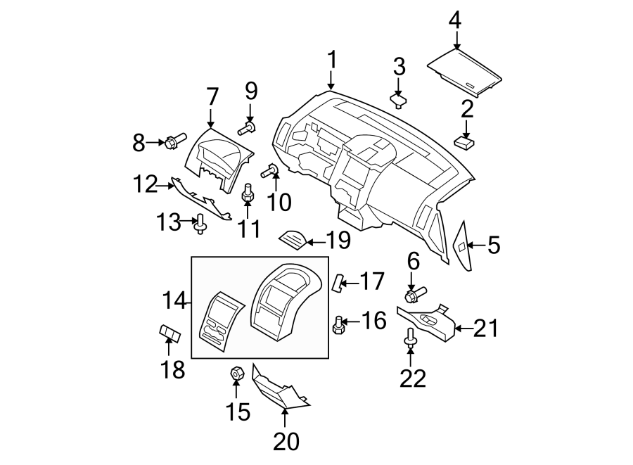 Diagram INSTRUMENT PANEL. for your 2010 Ford E-150 5.4L Triton V8 FLEX A/T XLT Standard Passenger Van 