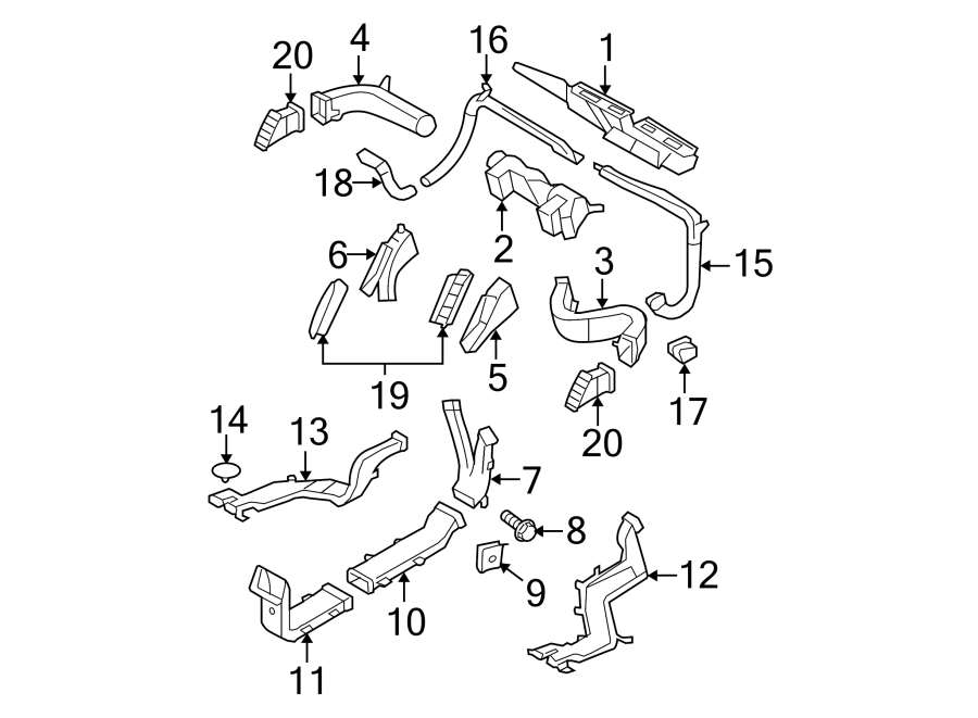 Diagram INSTRUMENT PANEL. DUCTS. for your 2014 Lincoln MKZ Hybrid Sedan  