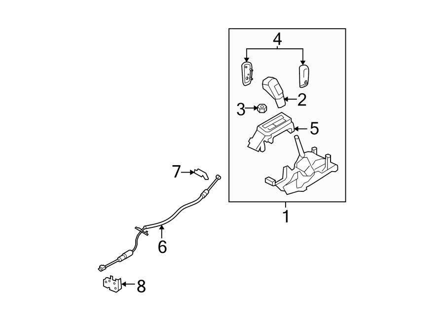 Diagram CONSOLE. SHIFTER HOUSING. for your 2012 Ford E-250 5.4L Triton V8 LPG A/T Base Extended Cargo Van 