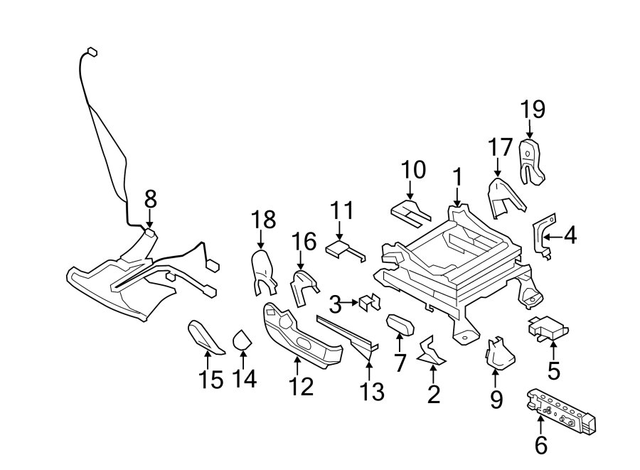 Diagram SEATS & TRACKS. TRACKS & COMPONENTS. for your 2009 Ford F-150 5.4L Triton V8 FLEX A/T 4WD XLT Crew Cab Pickup Fleetside 