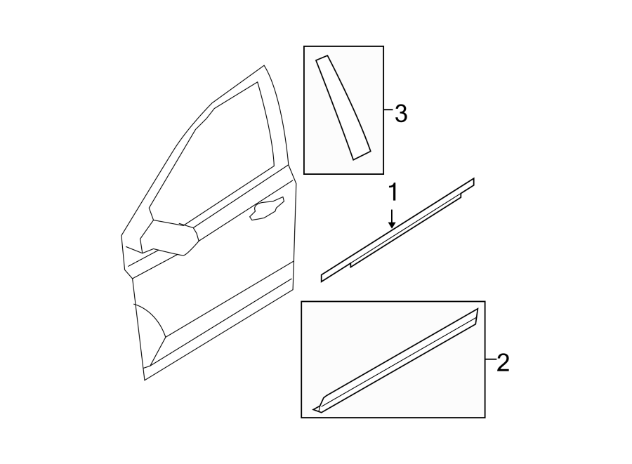 Diagram FRONT DOOR. EXTERIOR TRIM. for your Ford Edge  