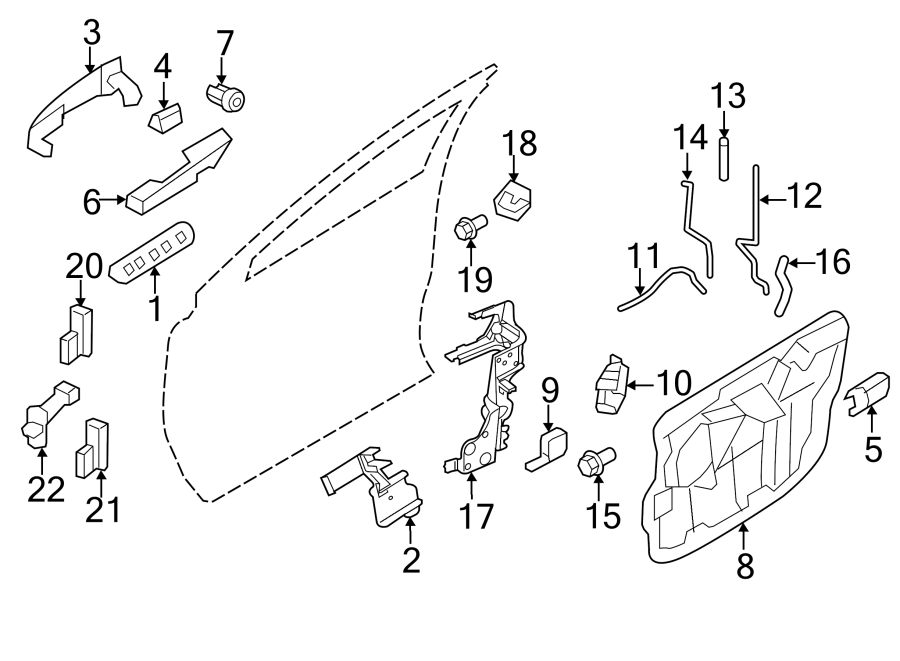 Diagram FRONT DOOR. LOCK & HARDWARE. for your 2015 Ford F-150 5.0L V8 FLEX A/T 4WD Lariat Extended Cab Pickup Fleetside 