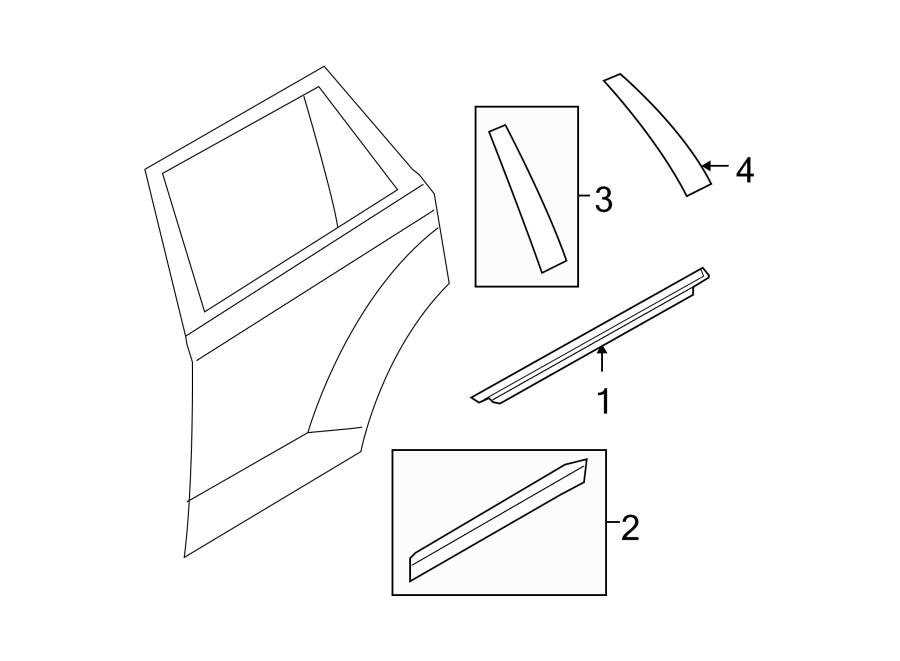 Diagram REAR DOOR. EXTERIOR TRIM. for your 1988 Ford F-150   