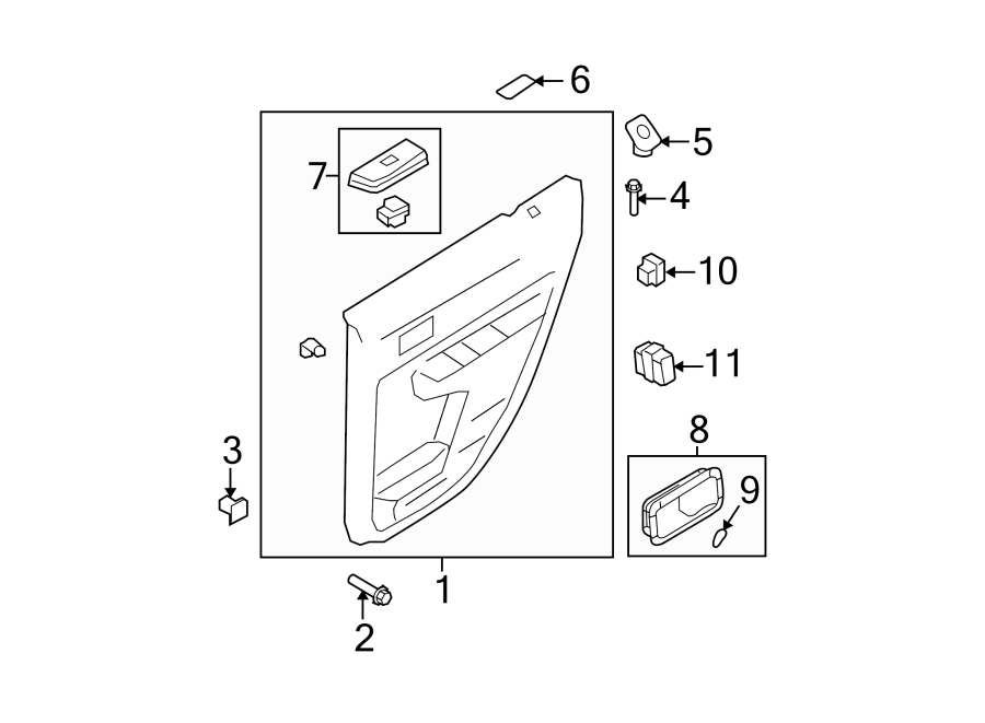 Diagram REAR DOOR. INTERIOR TRIM. for your 2016 Ford F-150 2.7L EcoBoost V6 A/T 4WD XL Standard Cab Pickup Fleetside 