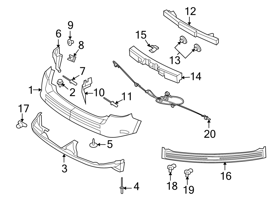 Diagram REAR BUMPER. BUMPER & COMPONENTS. for your 2019 Lincoln MKZ Hybrid Sedan  