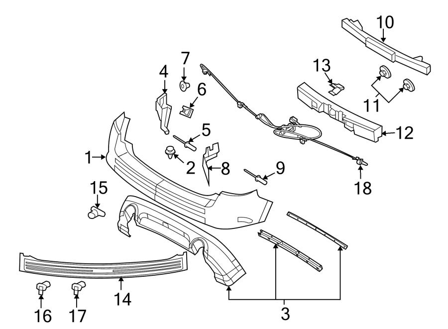 Diagram REAR BUMPER. BUMPER & COMPONENTS. for your 2011 Ford F-150 3.5L EcoBoost V6 A/T 4WD Platinum Crew Cab Pickup Fleetside 