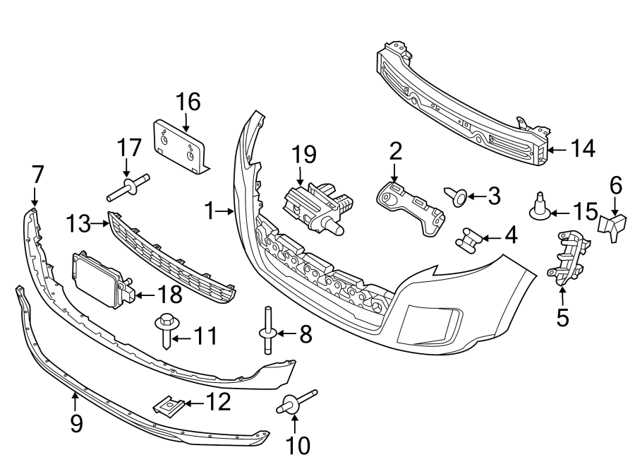 Diagram FRONT BUMPER. BUMPER & COMPONENTS. for your 2016 Ford F-150  XLT Crew Cab Pickup Fleetside 