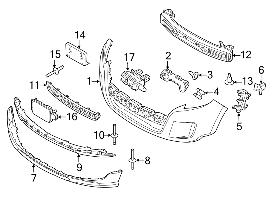 Diagram FRONT BUMPER. BUMPER & COMPONENTS. for your 2016 Ford F-150  XLT Crew Cab Pickup Fleetside 