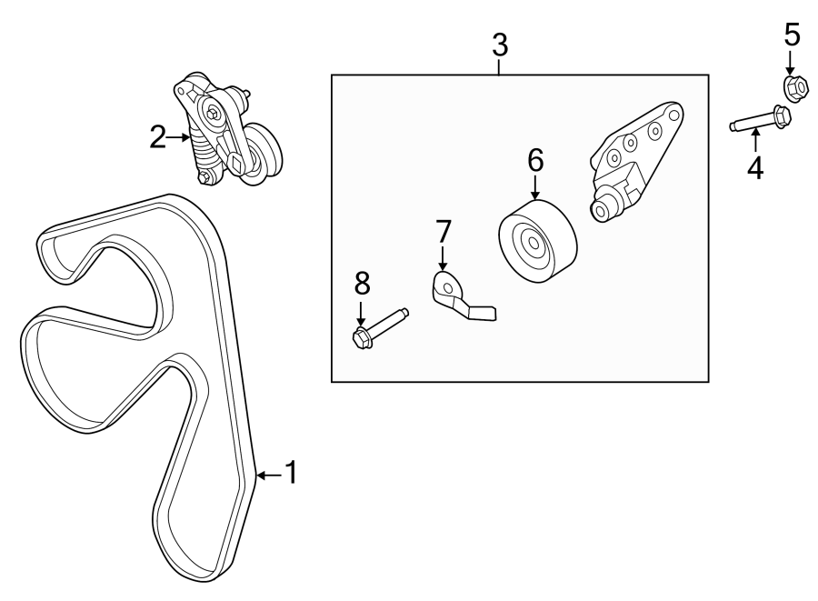 Diagram BELTS & PULLEYS. for your Ford Edge  