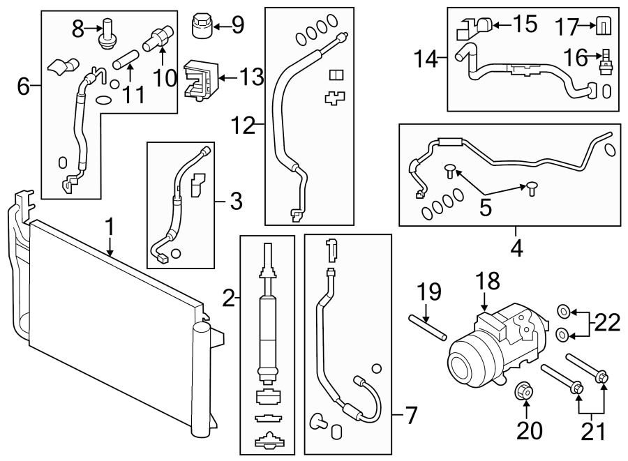 Diagram AIR CONDITIONER & HEATER. COMPRESSOR & LINES. CONDENSER. for your Ford Ranger  