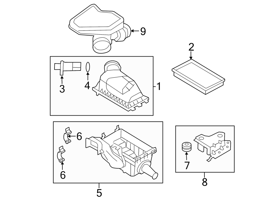 Diagram AIR INTAKE. for your 2020 Ford F-150 3.5L EcoBoost V6 A/T RWD XL Standard Cab Pickup Fleetside 