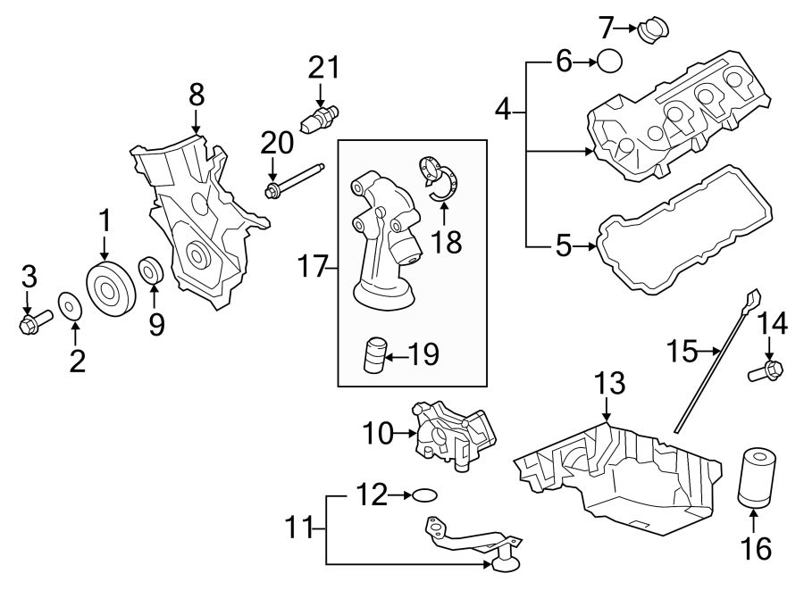 Diagram ENGINE PARTS. for your 2014 Ford F-150 5.0L V8 FLEX A/T RWD XLT Crew Cab Pickup Fleetside 