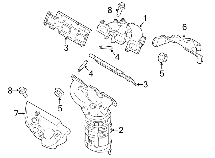 Diagram EXHAUST SYSTEM. MANIFOLD. for your 2017 Lincoln MKZ Premiere Hybrid Sedan  