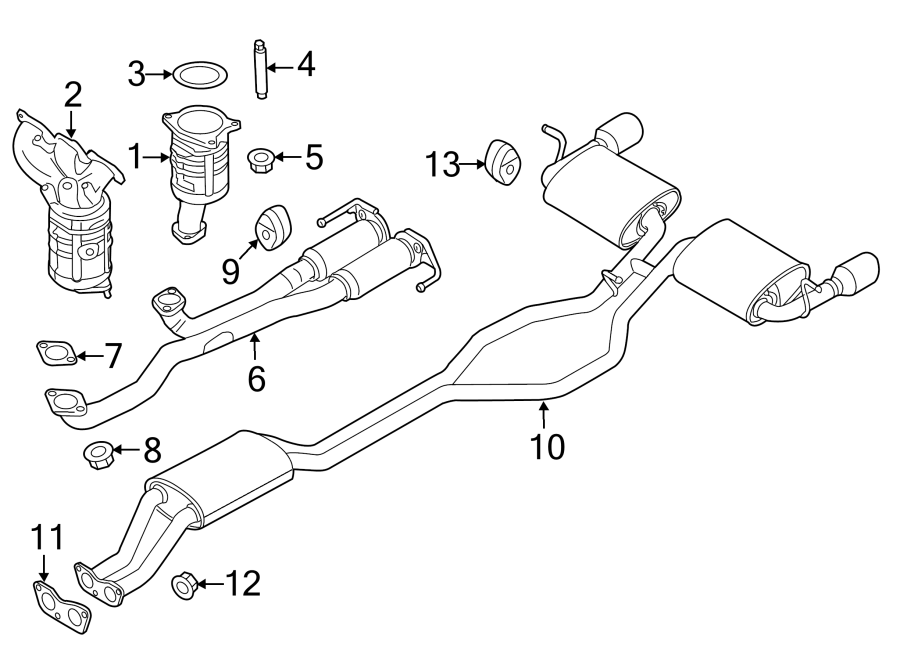 Diagram EXHAUST SYSTEM. EXHAUST COMPONENTS. for your Ford Edge  