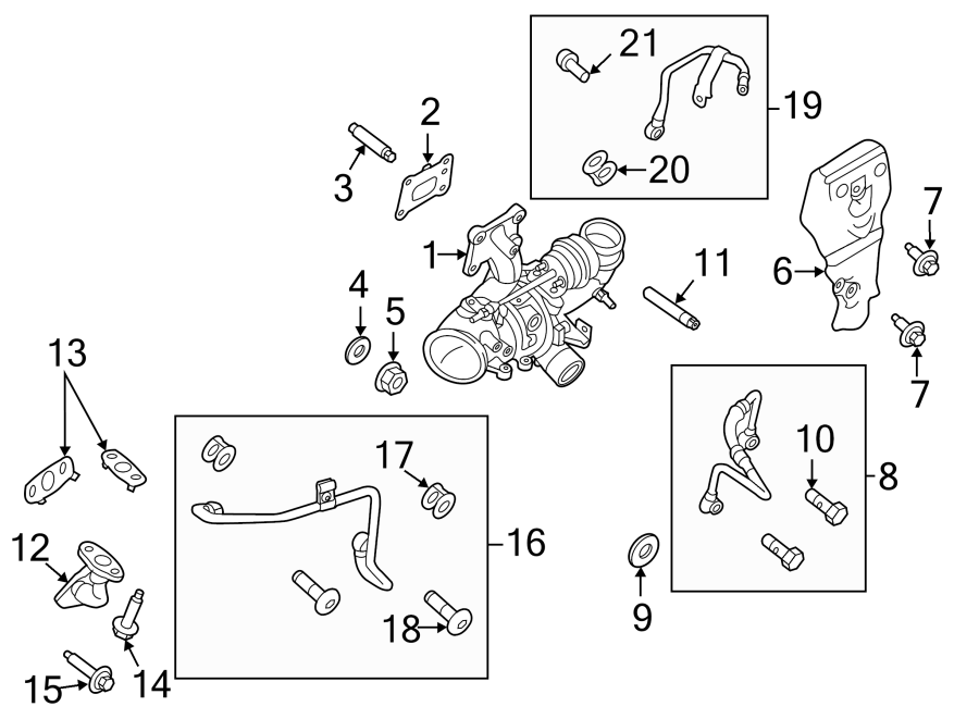 Diagram TURBOCHARGER & COMPONENTS. for your 2012 Lincoln MKZ   