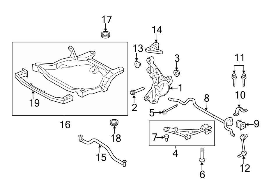 Diagram FRONT SUSPENSION. SUSPENSION COMPONENTS. for your 2015 Lincoln MKZ   