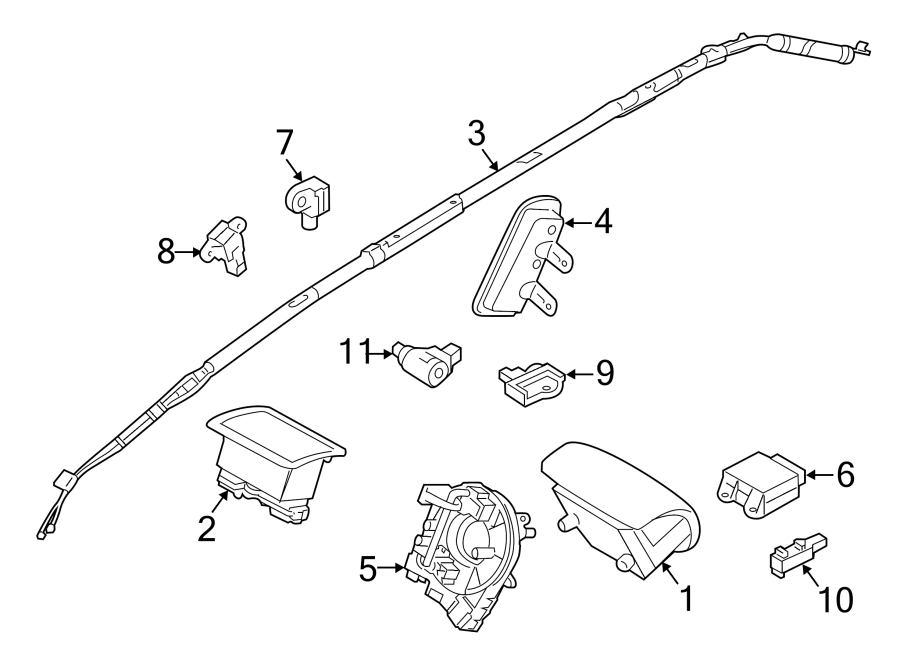 Diagram RESTRAINT SYSTEMS. AIR BAG COMPONENTS. for your Ford