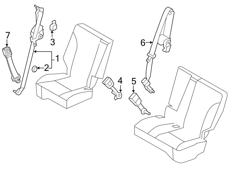 Diagram RESTRAINT SYSTEMS. REAR SEAT BELTS. for your 2012 Ford Explorer   