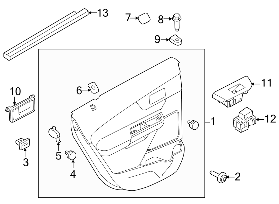 Diagram REAR DOOR. INTERIOR TRIM. for your Ford Bronco  