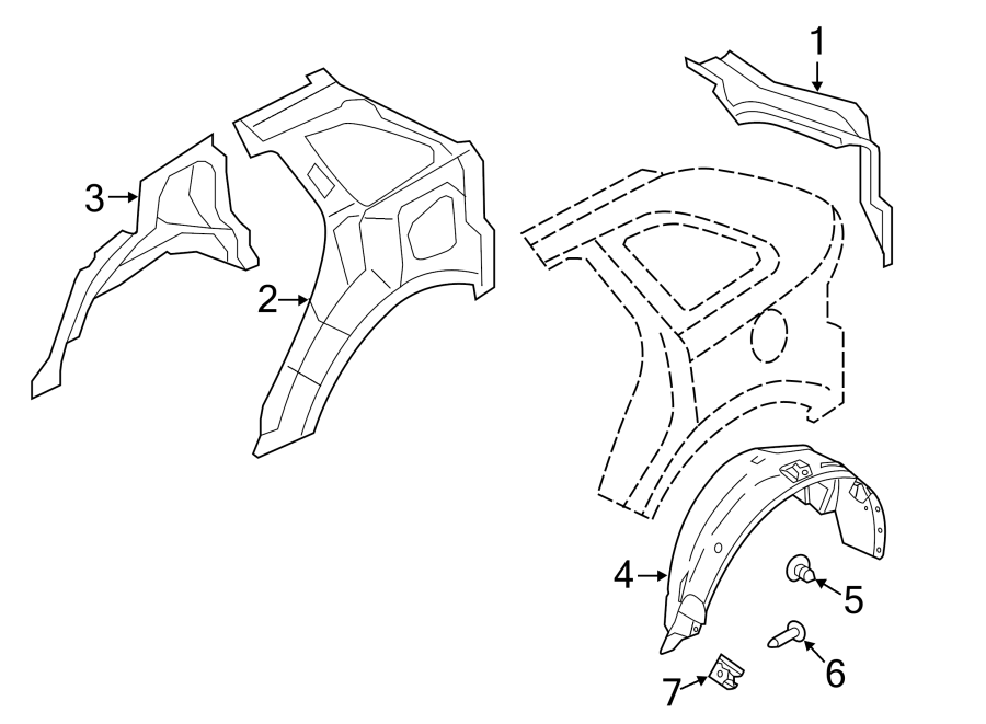 Diagram QUARTER PANEL. INNER STRUCTURE. for your 2013 Lincoln MKZ   