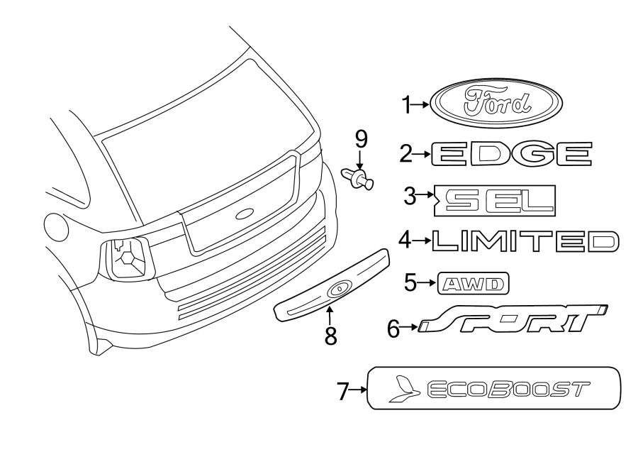 Diagram LIFT GATE. EXTERIOR TRIM. for your 2016 Ford F-150  XLT Crew Cab Pickup Fleetside 