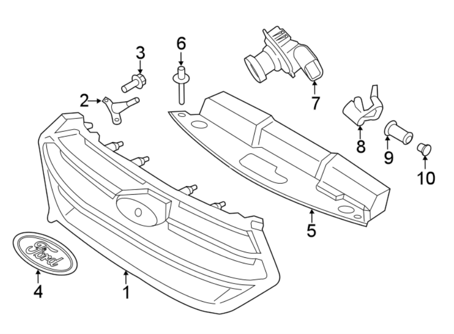 Diagram FRONT BUMPER & GRILLE. GRILLE & COMPONENTS. for your 2017 Lincoln MKZ Premiere Sedan 2.0L EcoBoost A/T FWD 