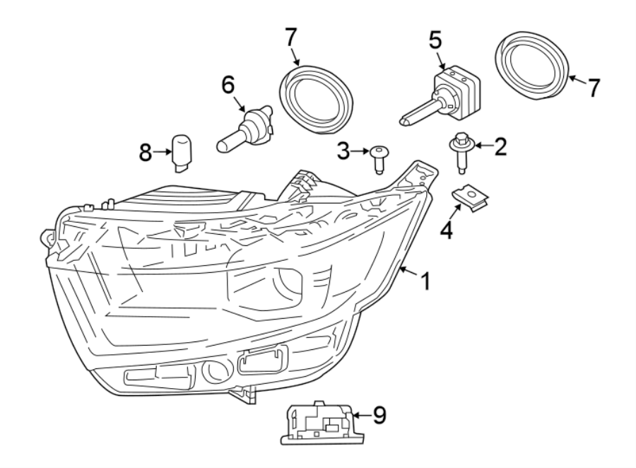 Diagram FRONT LAMPS. HEADLAMP COMPONENTS. for your 2007 Ford F-150  FX4 Crew Cab Pickup Fleetside 