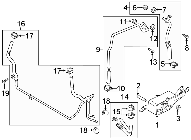 Ford Edge Cooler Oil Tube Automatic Transmission K2GZ7B028B Mid 