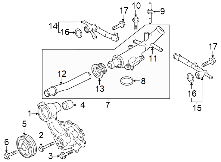 Diagram Water pump. for your Ford