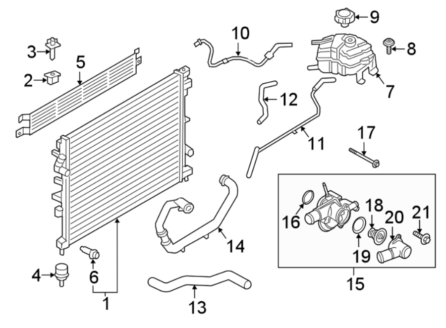 Diagram RADIATOR & COMPONENTS. for your 2017 Ford Edge   