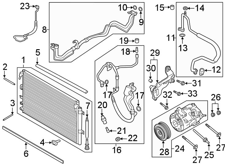 Diagram AIR CONDITIONER & HEATER. COMPRESSOR & LINES. CONDENSER. for your 2010 Ford E-150 5.4L Triton V8 FLEX A/T XLT Standard Passenger Van 