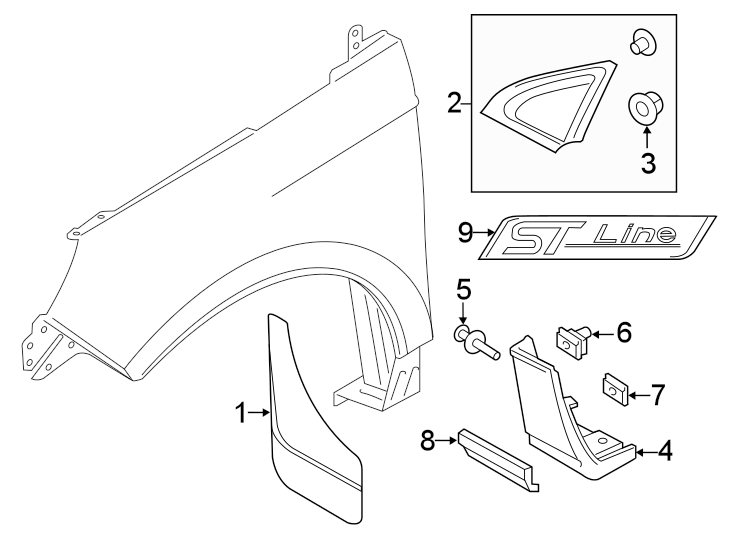 Diagram FENDER. EXTERIOR TRIM. for your 2014 Ford Special Service Police Sedan   