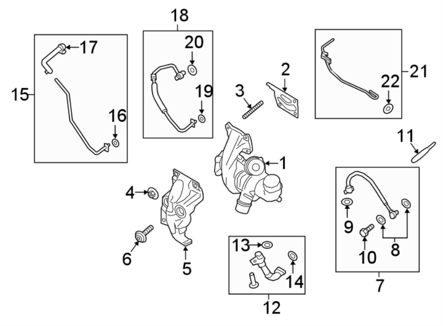 Diagram ENGINE / TRANSAXLE. TURBOCHARGER & COMPONENTS. for your 1988 Ford F-150   