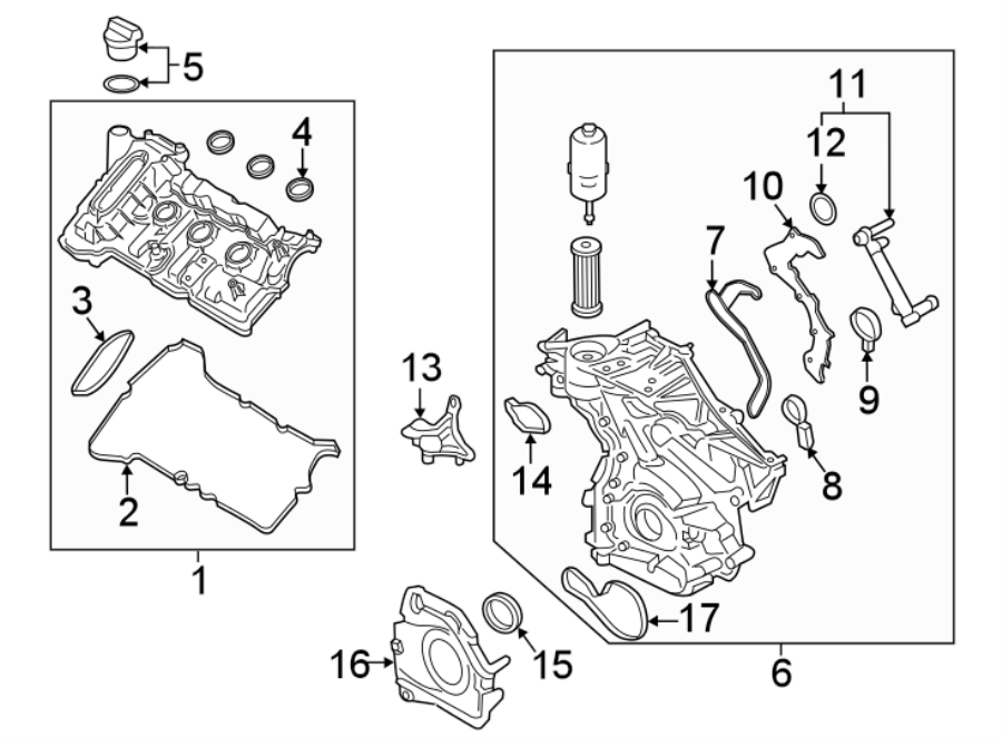 Diagram ENGINE / TRANSAXLE. VALVE & TIMING COVERS. for your 2016 Lincoln MKZ Base Sedan  