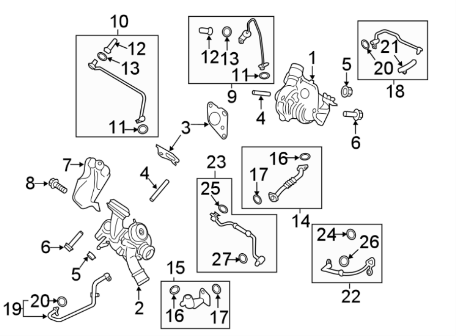 Diagram ENGINE / TRANSAXLE. TURBOCHARGER & COMPONENTS. for your 2015 Lincoln MKX   