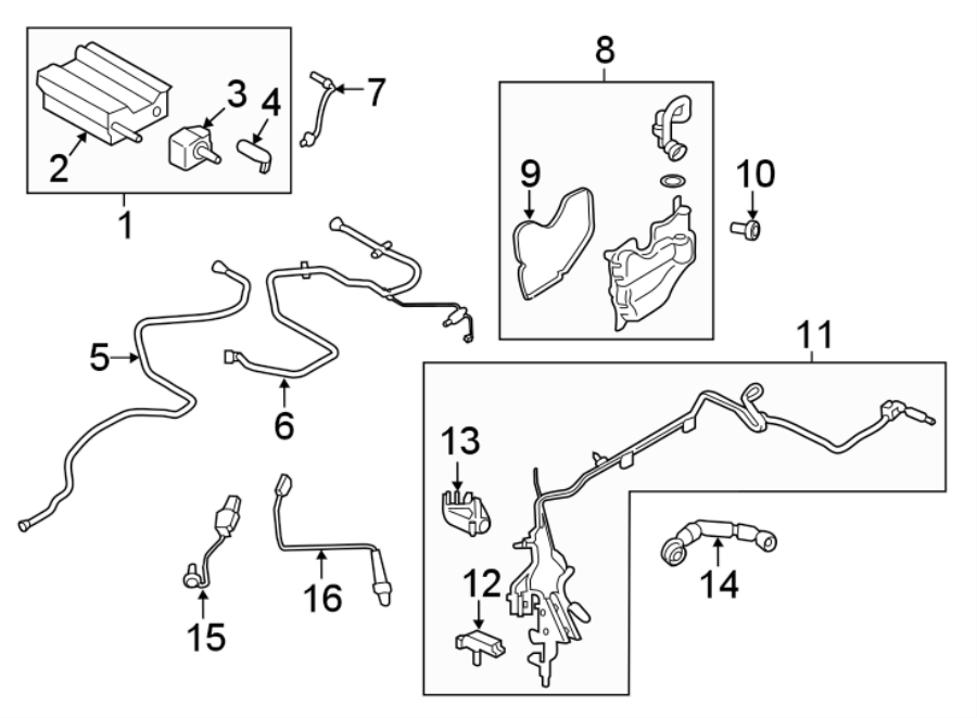 Diagram EMISSION SYSTEM. EMISSION COMPONENTS. for your Ford Edge  